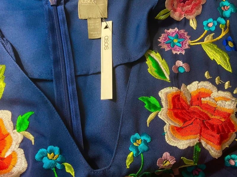 ASOS ASOS embroidered floral pleated dress size 14 new with tags