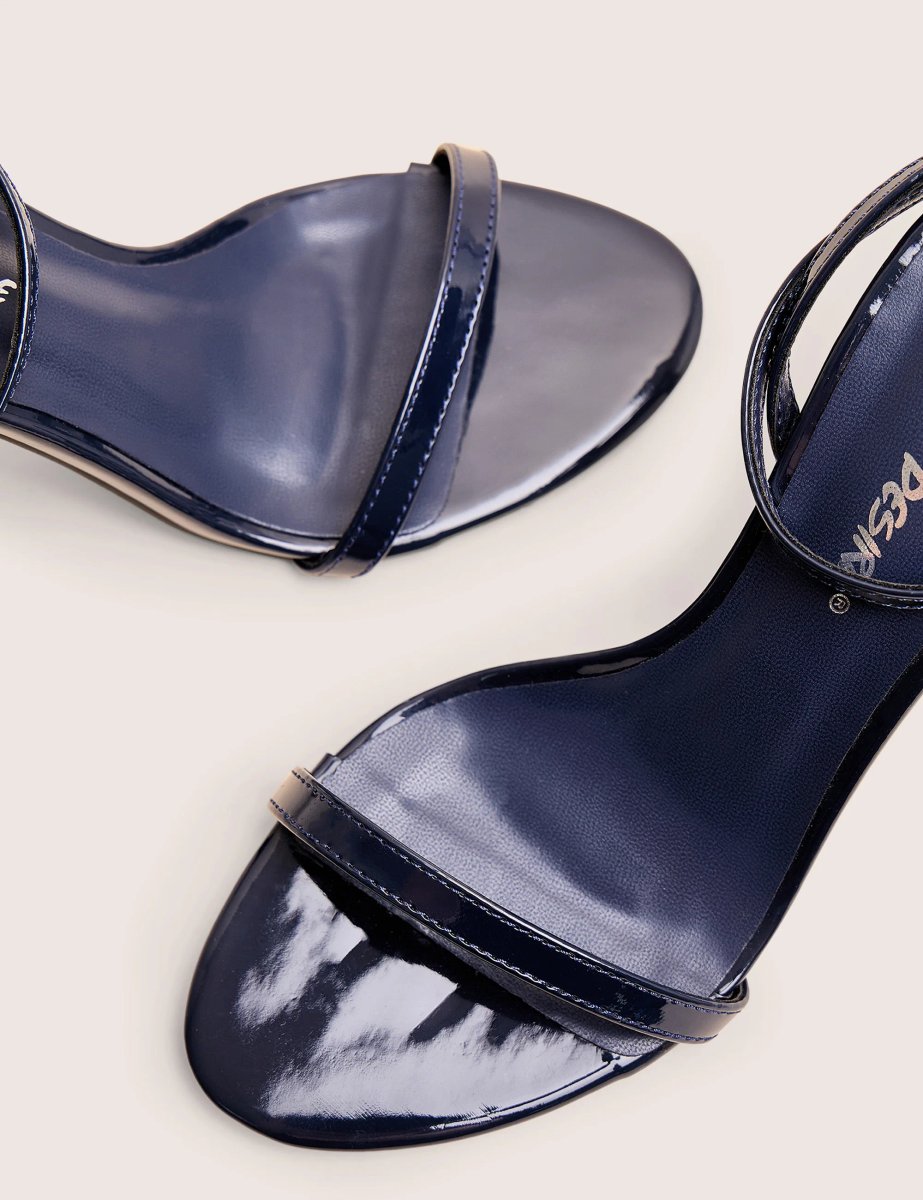 Public Desire Selene Navy Patent Curved Heels Barely There - 4