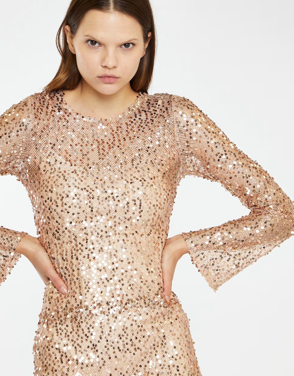 ASOS Glamorous Mesh mini-dress in rose gold sequin - 3