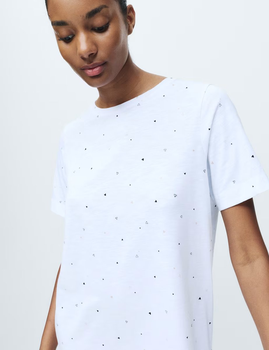 Marks & Spencer M&S Pure Cotton Printed Nightdress White Mix - 2