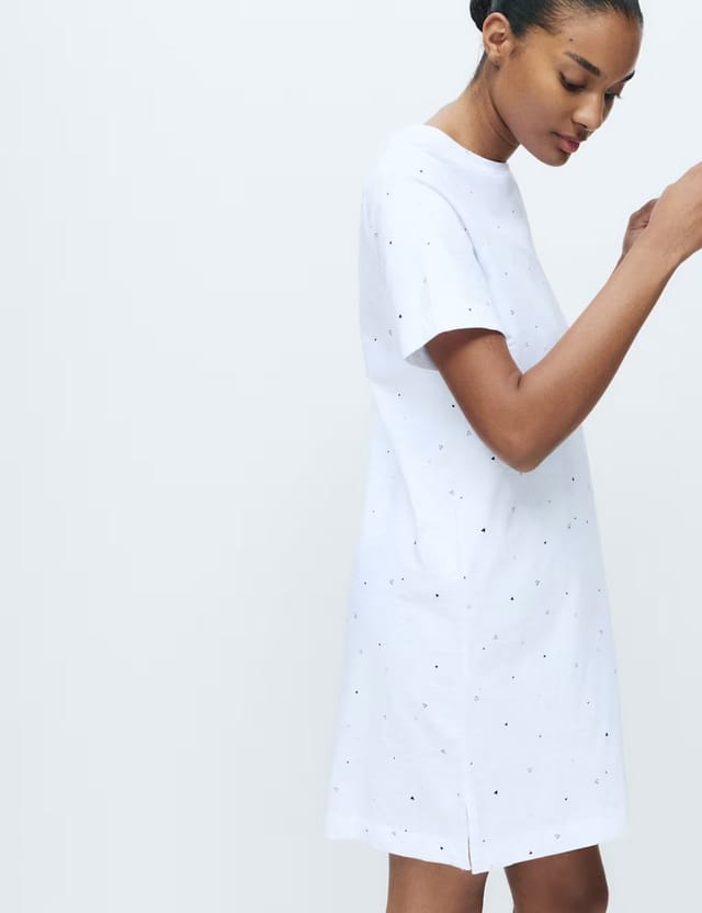 Marks & Spencer M&S Pure Cotton Printed Nightdress White Mix - 3