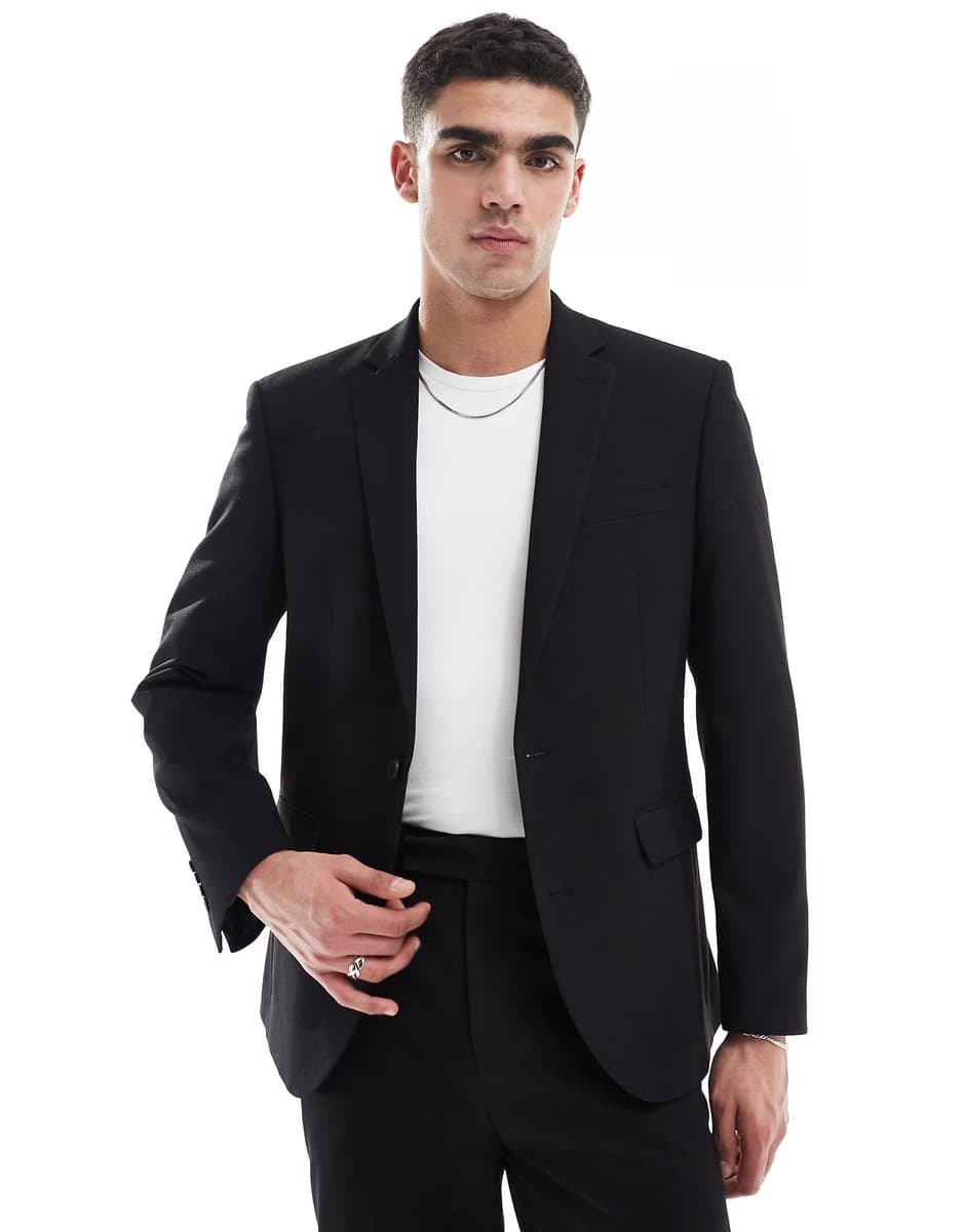 ASOS ASOS DESIGN slim suit jacket in black twill