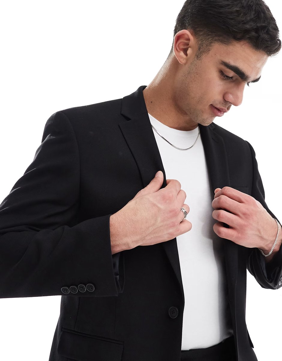 ASOS ASOS DESIGN slim suit jacket in black twill - 4