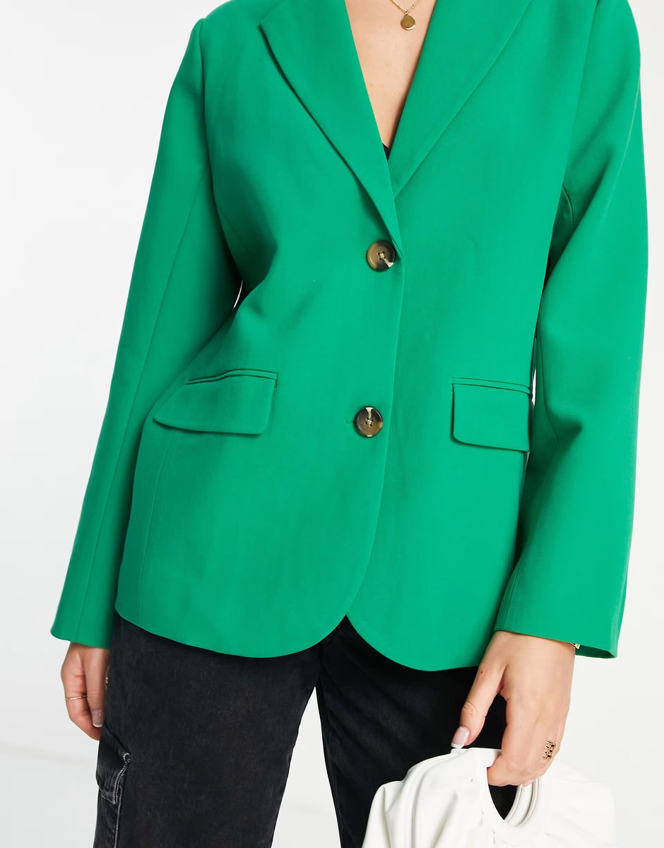 ASOS Envii oversized blazer in bold green co-ord - 4