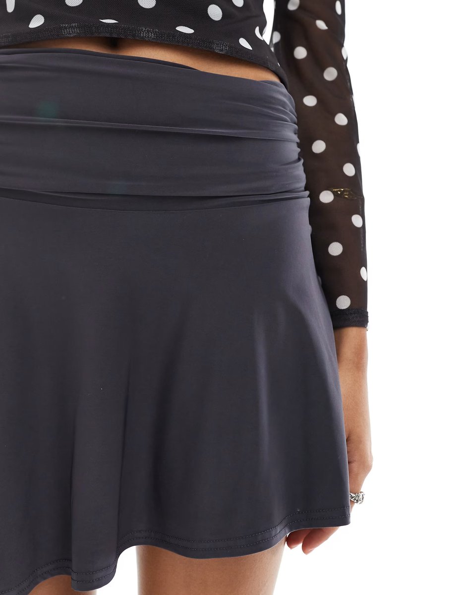 ASOS Daisy Street slinky jersey ruched asymmetric mini skirt in grey - 3