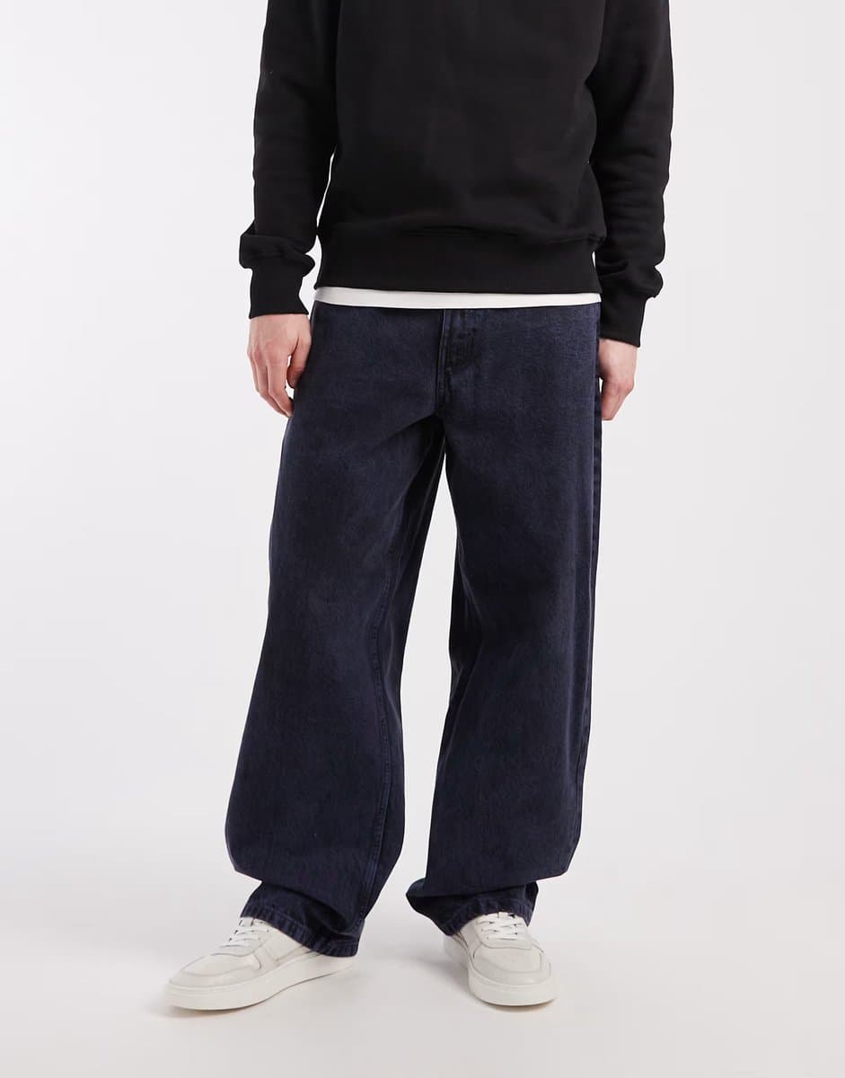 ASOS Vans Deep Indigo Check-5 Baggy Acid Overdyed Denim Pants