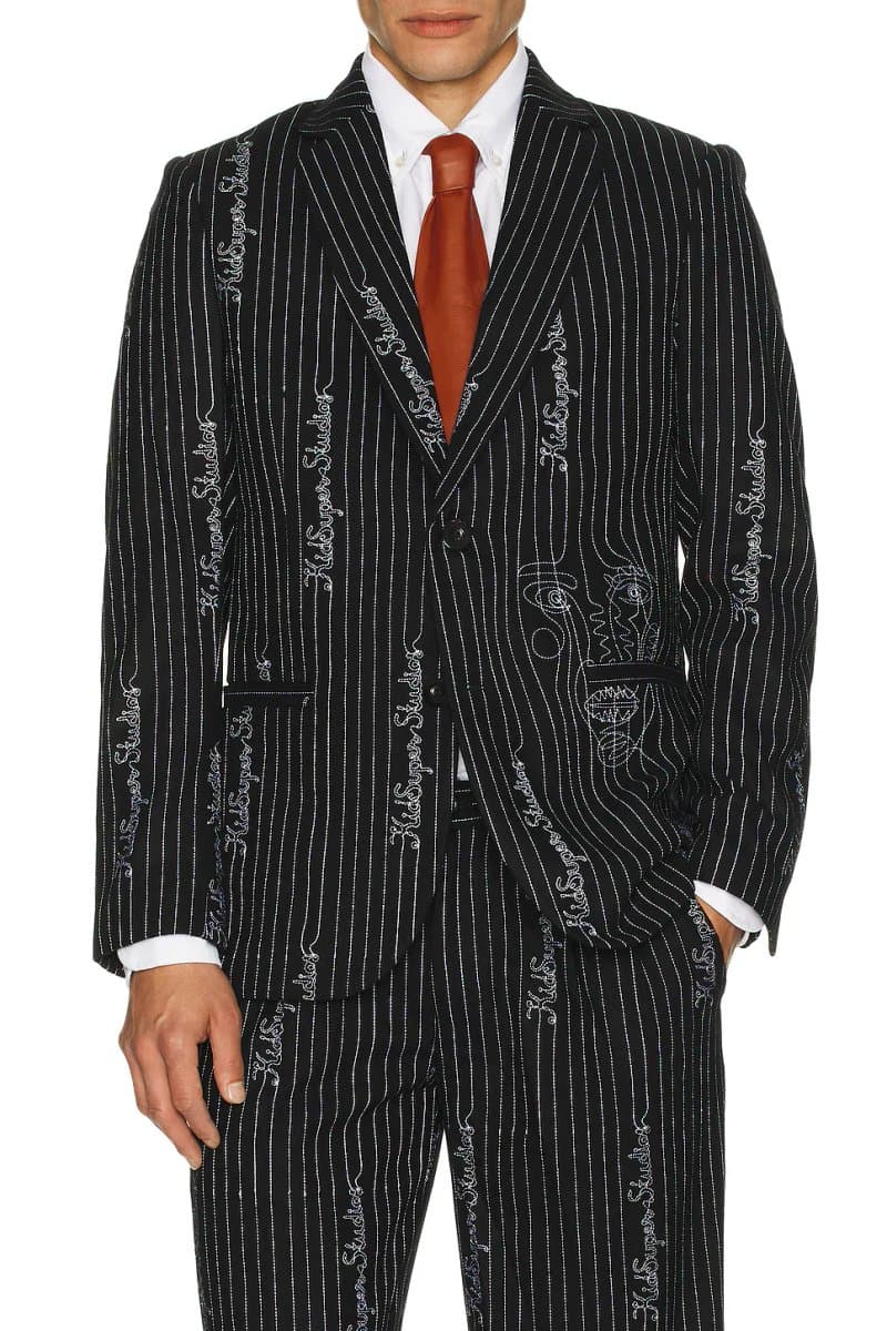 revolve Embroidered Ks Pinstripe Suit Top