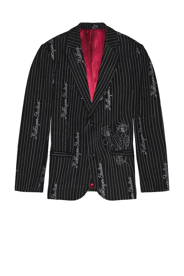 revolve Embroidered Ks Pinstripe Suit Top - 3