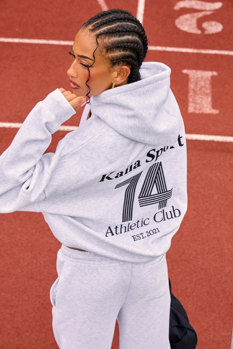 Kaiia Kaiia Sport Athletic Club Oversized Hoodie Grey Marl & Black - 1