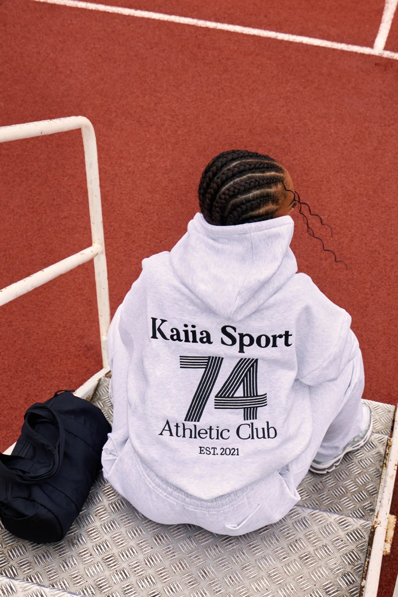 Kaiia Kaiia Sport Athletic Club Oversized Hoodie Grey Marl & Black - 2