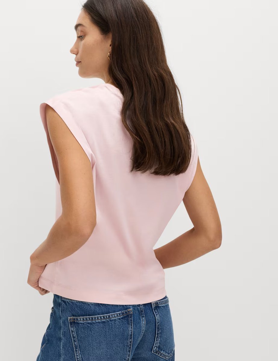 Marks & Spencer M&S Pure Cotton Cap Sleeve T-Shirt Soft Pink - 4