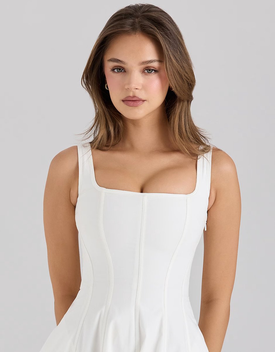 ASOS House of CB Mariabella stretch cotton midi sundress in white - 3