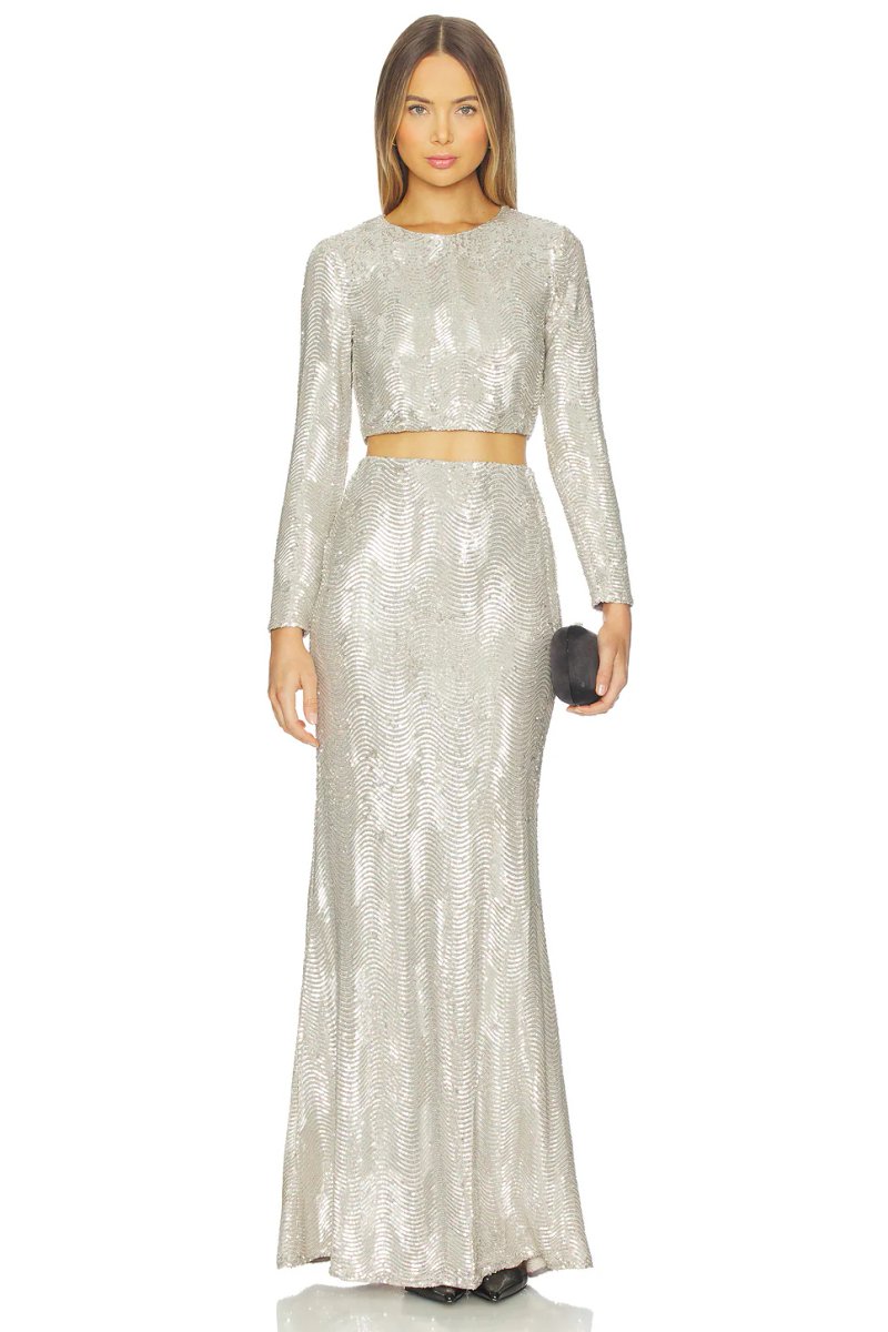 revolve Rogan Crop Sequin Long Sleeve Top - 4