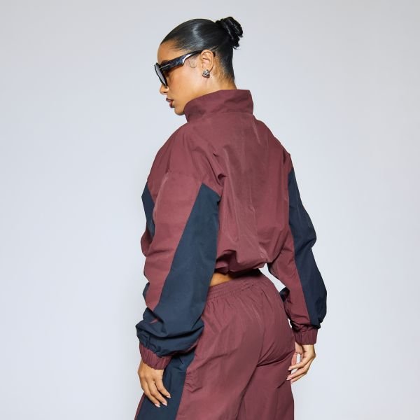 EGO Low Rise Contrast Panel Track Pants In Plum Shell, Women's Size UK 6 - 2