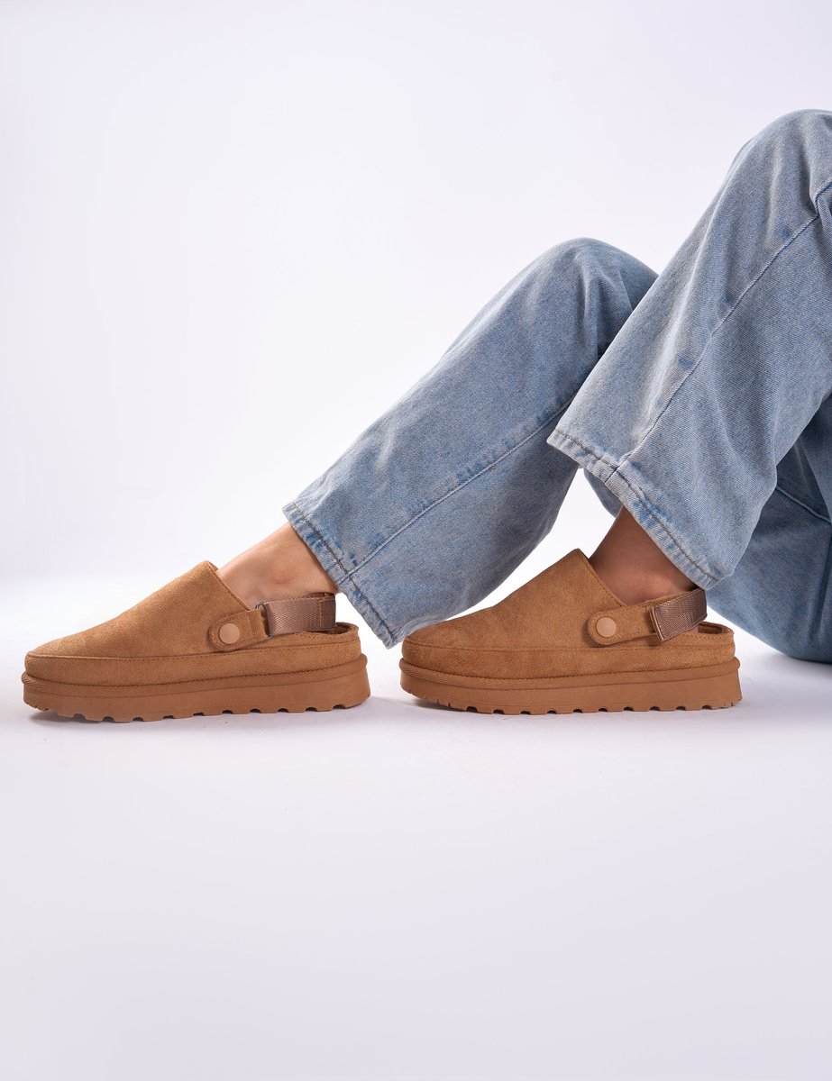 Public Desire Goldie Chesnut Faux Fur Lined Mules - 2