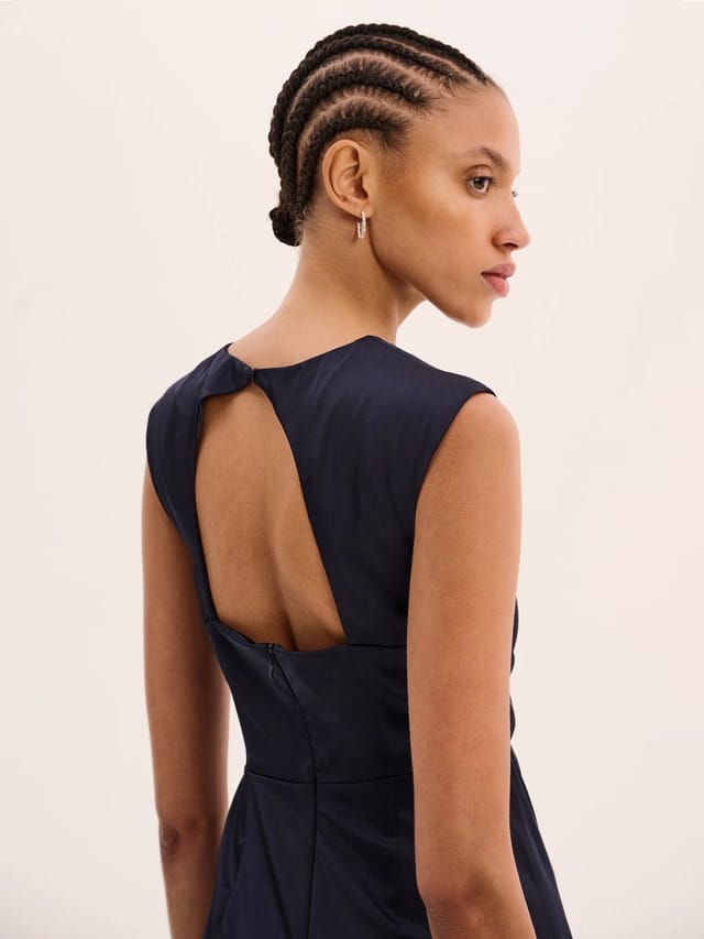 OMNES Marin Twist Front Dress in Navy - 2