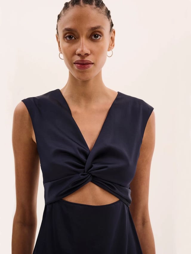OMNES Marin Twist Front Dress in Navy - 3