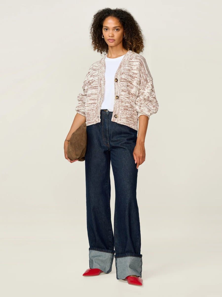 OMNES OMNES Hopper Cardigan in Brown and Cream