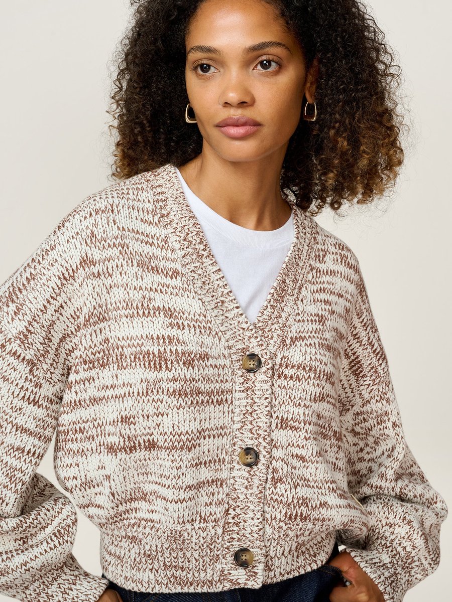 OMNES STUDIO OMNES Hopper Cardigan in Brown and Cream - 2