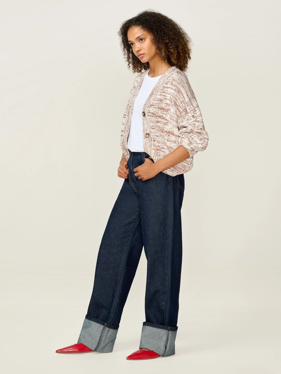 OMNES STUDIO OMNES Hopper Cardigan in Brown and Cream - 3