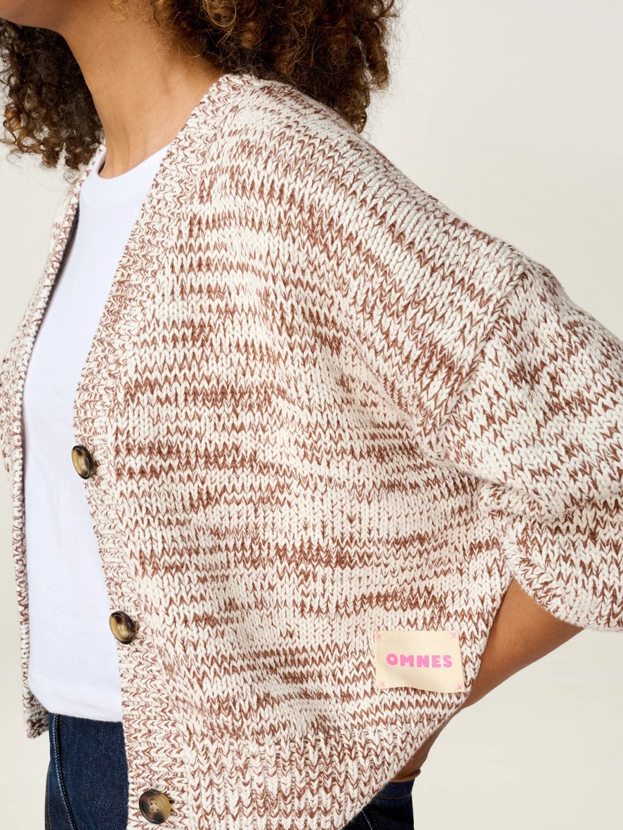 OMNES STUDIO OMNES Hopper Cardigan in Brown and Cream - 4