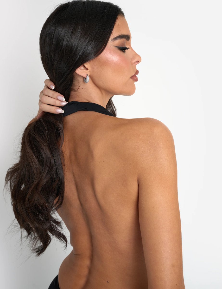 Public Desire Ruffle Plunge Mini Dress Black - 4