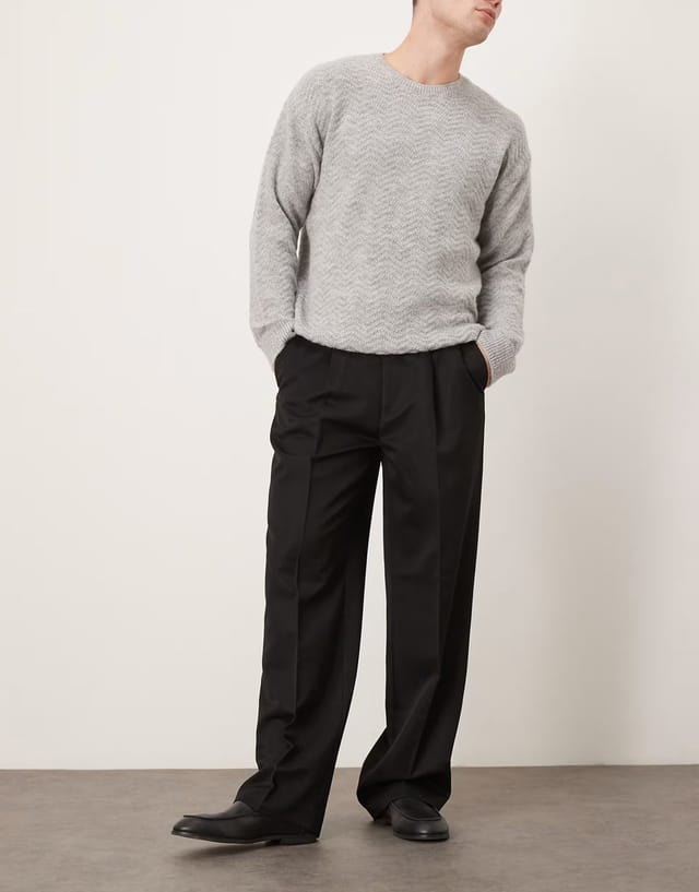 ASOS ASOS DESIGN smart pleated wide leg trousers in black - 2