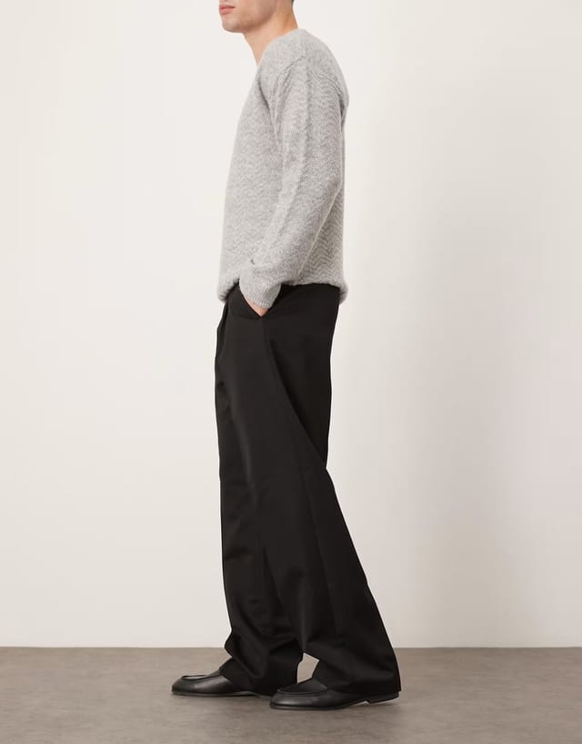 ASOS ASOS DESIGN smart pleated wide leg trousers in black - 3