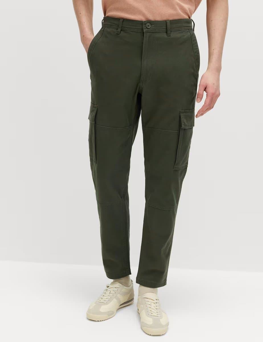 Marks & Spencer M&S Tapered Fit Stretch Cargo Trousers Dark Khaki