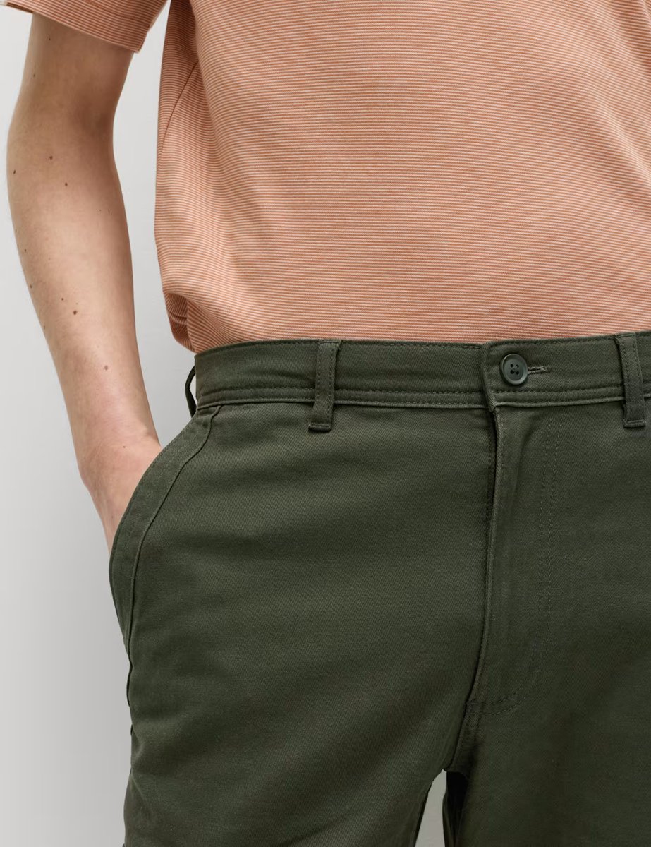 Marks & Spencer M&S Tapered Fit Stretch Cargo Trousers Dark Khaki - 3