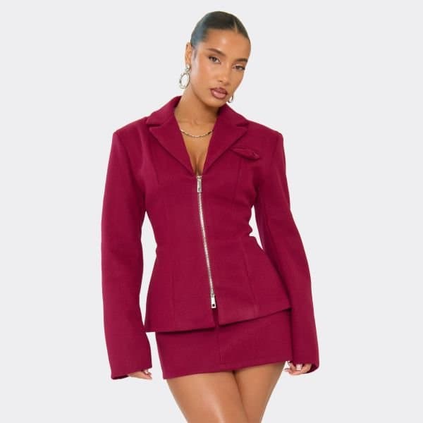 EGO EGO Burgundy Wool Look Blazer