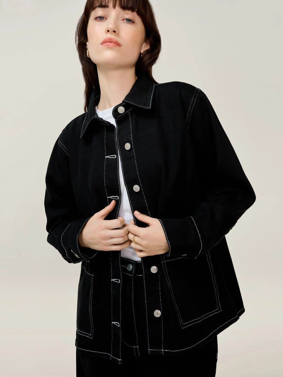 OMNES OMNES Oversized Denim Jacket in Black