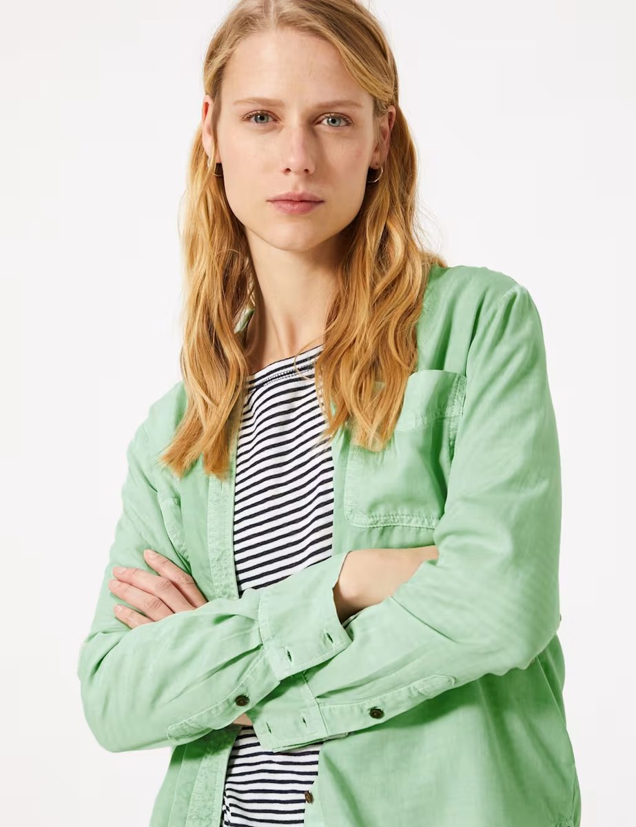 Marks & Spencer M&S Pure Tencel ™ Patch Pocket Shirt Rose Quartz - 2