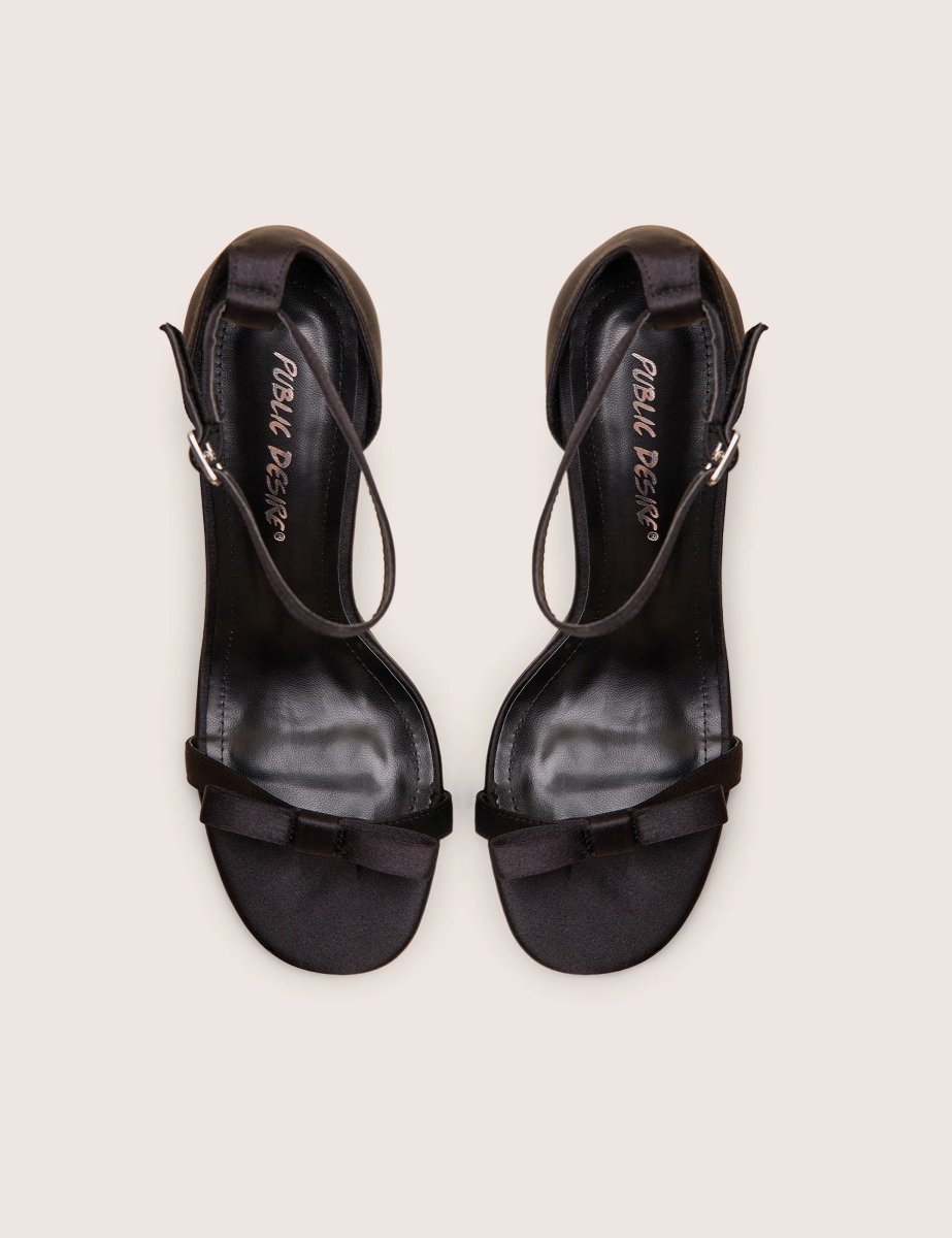 Public Desire Novie Black Ankle Strap Bow Detail Heels - 2