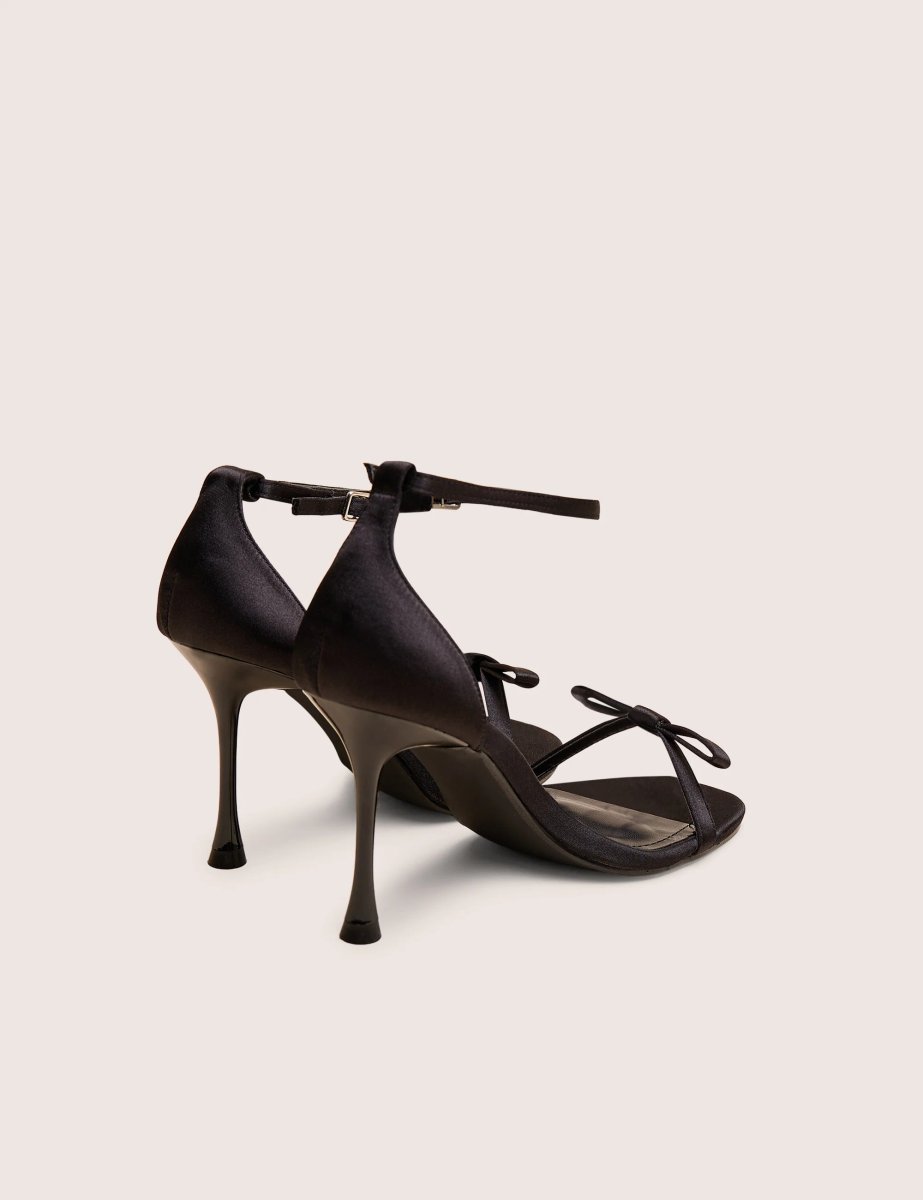 Public Desire Novie Black Ankle Strap Bow Detail Heels - 3