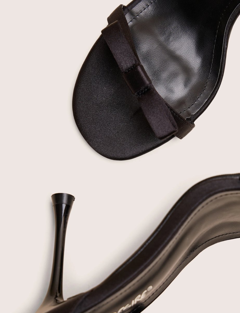 Public Desire Novie Black Ankle Strap Bow Detail Heels - 4