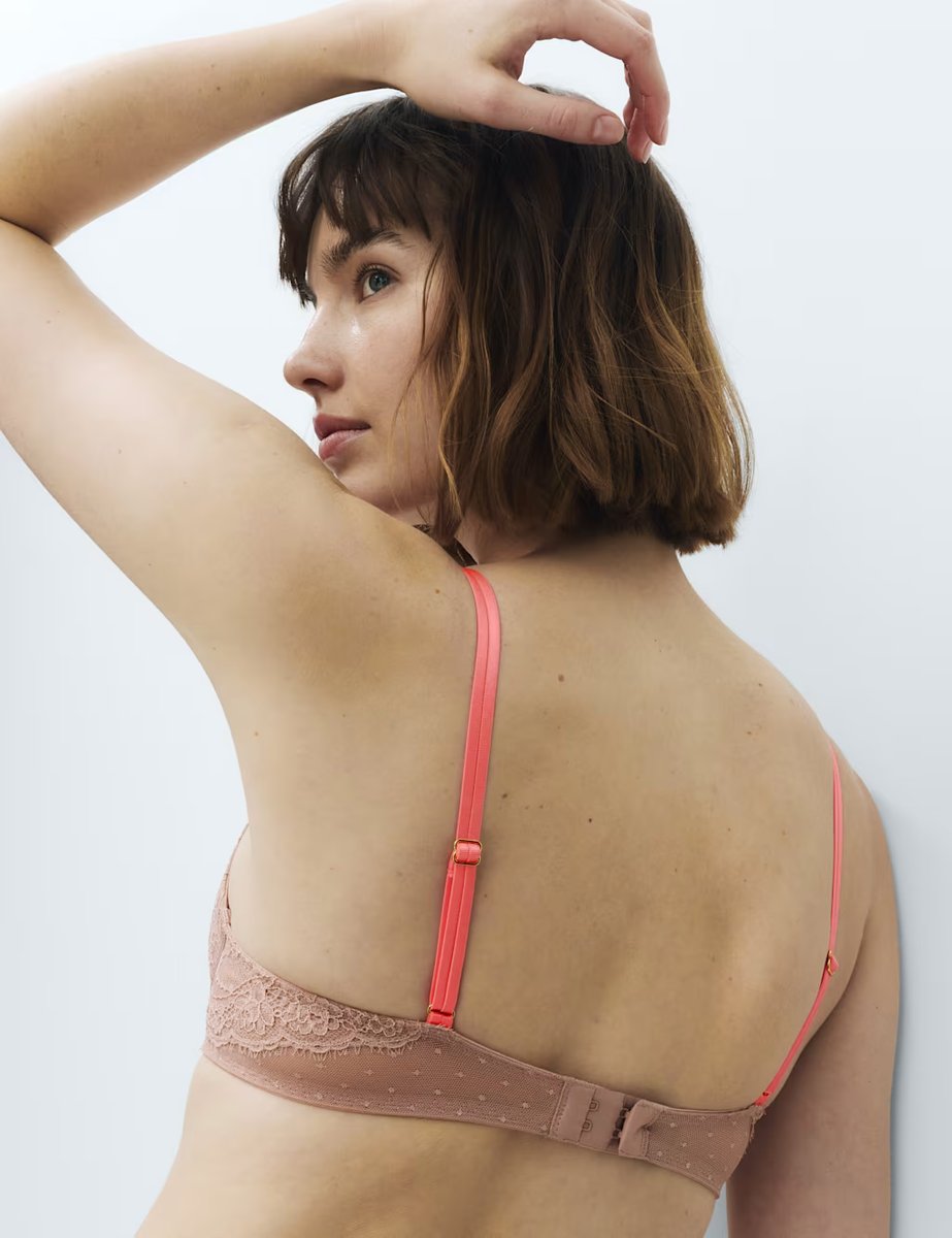 Marks & Spencer M&S Ida Lace Wired Push-Up Plunge Bra (A-E) Rose Quartz - 3