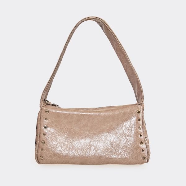 EGO Sauce Stud Detail Rectangle Shaped Shoulder Bag In Taupe Faux Leather, Women's Size UK One Size - 2