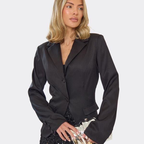 EGO Cinched Waist Blazer In Black, Women's Size UK 6 - 2