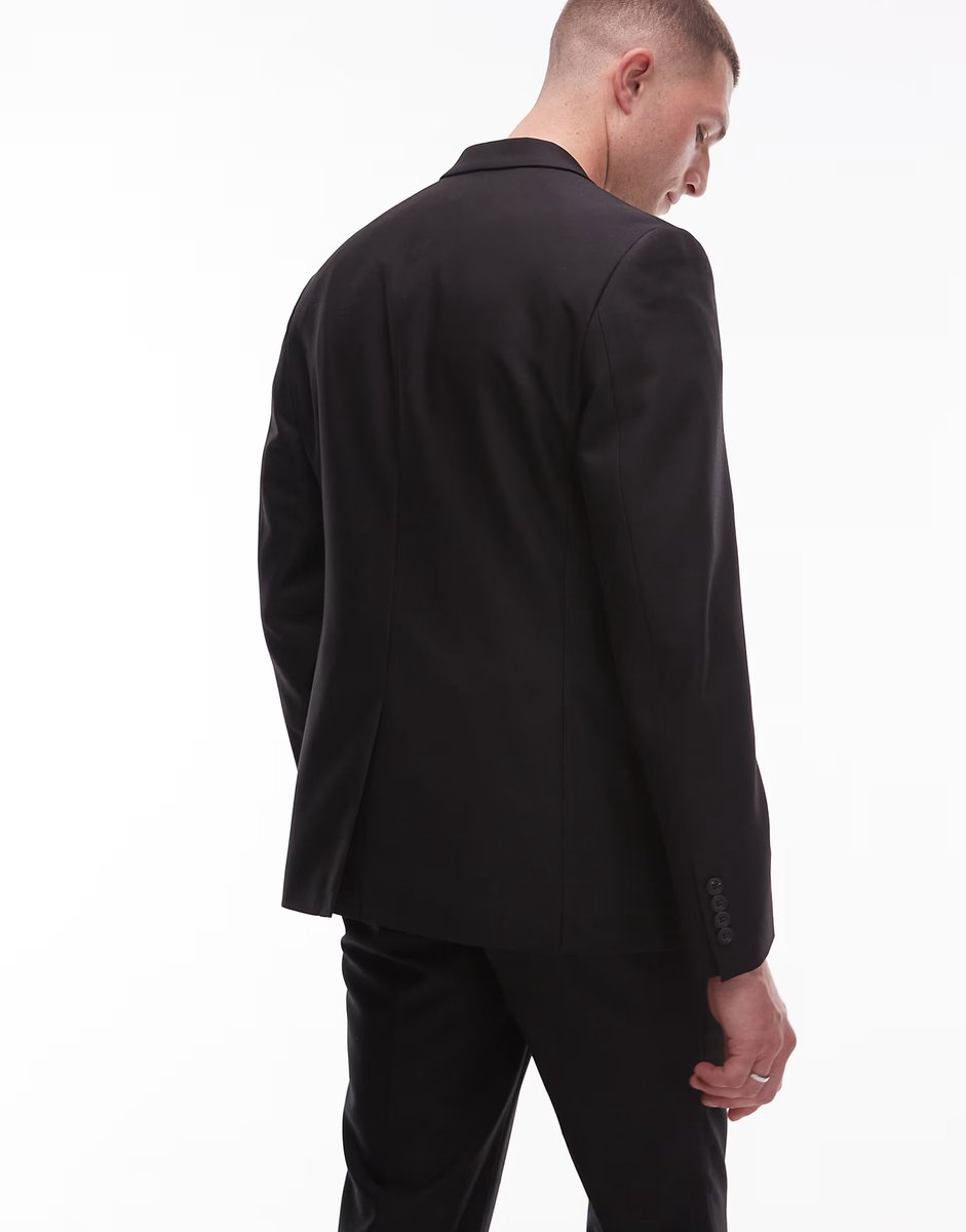 ASOS Topman slim suit jacket in black - 2