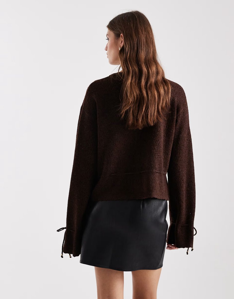 ASOS ASOS DESIGN leather look split front mini skirt in black - 4