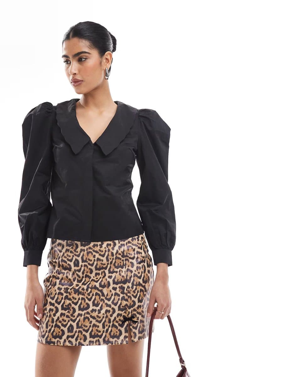 ASOS ASOS Glamorous Statement Sleeve Blouse in Black