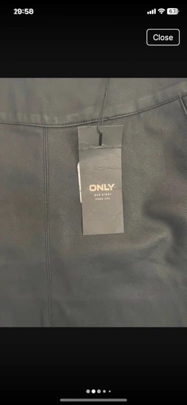 Only Only ASOS Black Leather Zip Back Mini Skirt w Pockets sz 6 BNWT