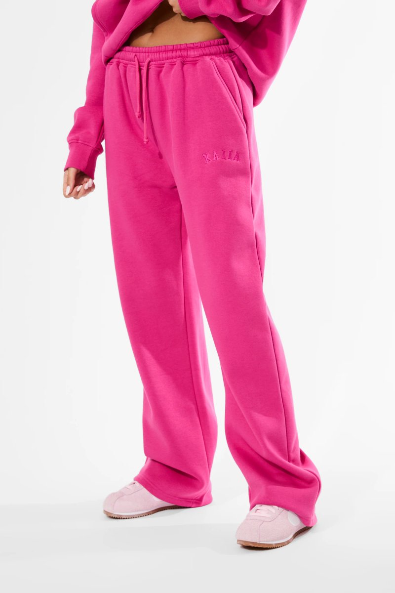 Kaiia Kaiia Logo Wide Leg Joggers Bright Pink - 2