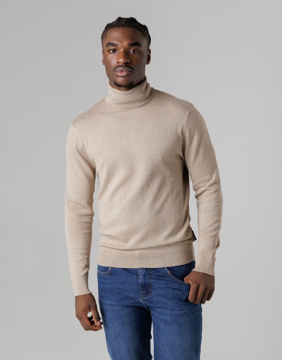 ASOS French Connection High roll neck knitted jumper in camel - 3