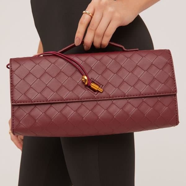 EGO EGO Burgundy Woven Detail Rectangle Clutch Bag