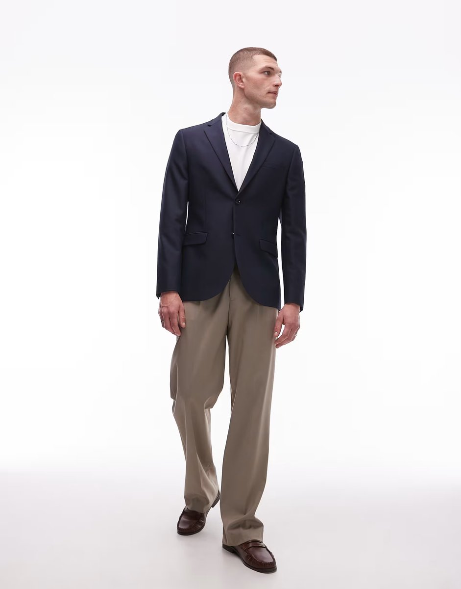 ASOS Topman skinny suit jacket in navy - 2