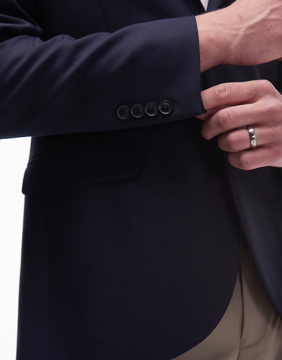 ASOS Topman skinny suit jacket in navy - 4