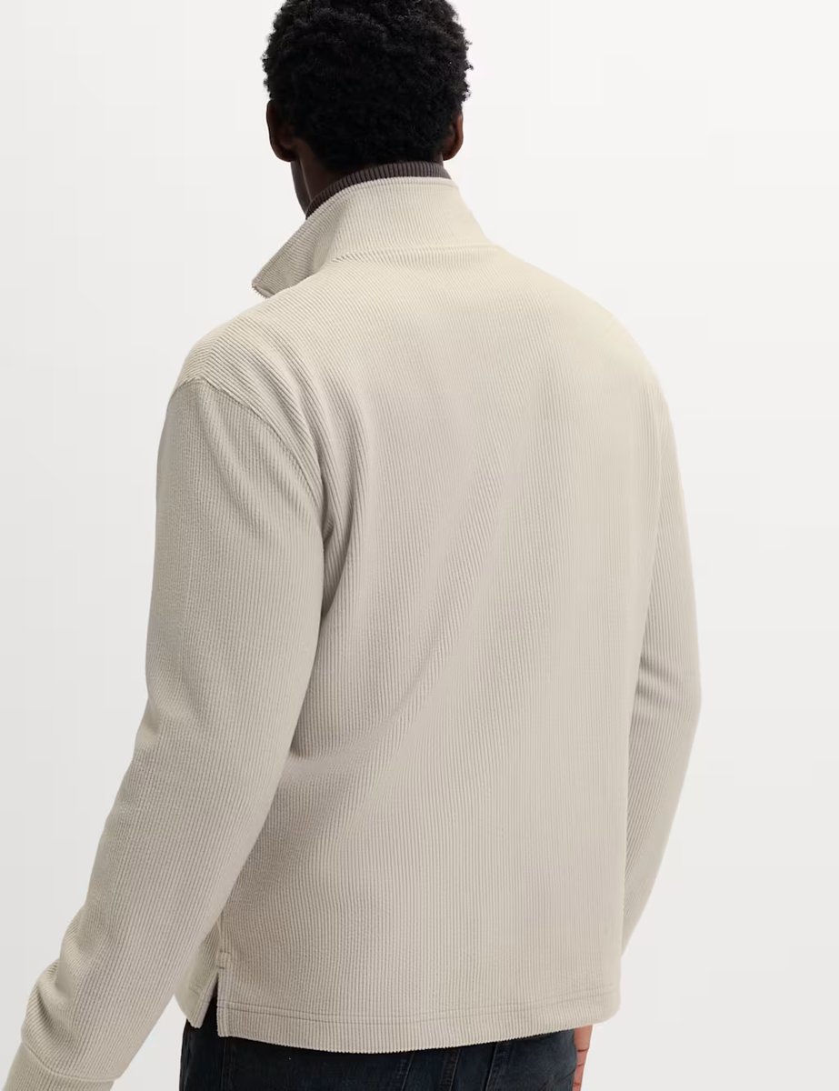 Marks & Spencer M&S Cotton Rich Textured Half Zip Sweatshirt Natural - 3