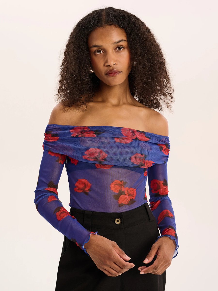OMNES Freya Rose Print Top in Multi - 4